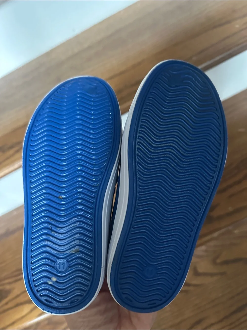 Sketchers Foamies Kids Blue Slip-On Clog Sneakers with Orange Trim